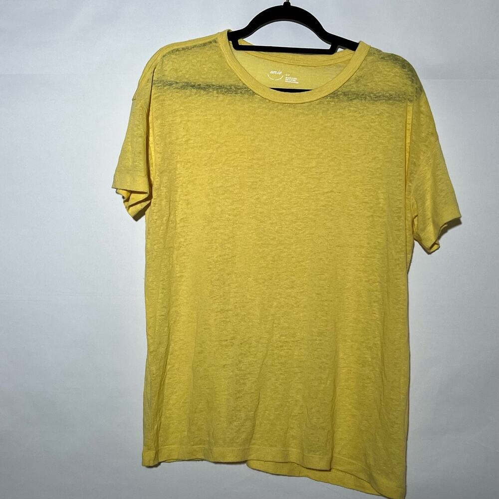 Aerie Short Sleeve Crew Neck Pullover Tees Yellow Womens Size Small Casual